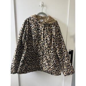 Leopard Print Lightweight Jacket Women’s Small Hooded Windbreaker